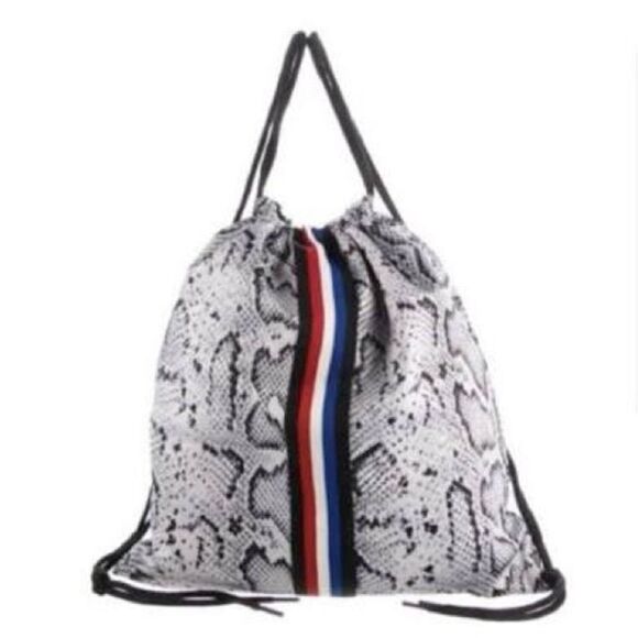 Pam & Gela Gray Snakeskin red white blue Drawstring Bag - Picture 5 of 10